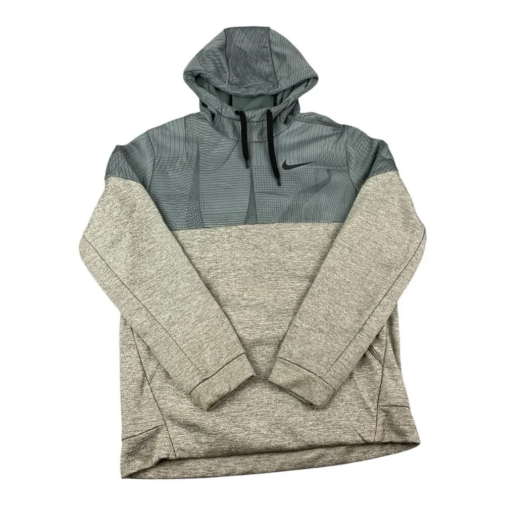 Nike Mens Thema Fleece Pullover AOP 1 Hoodie Gray BV2752 063 Size Medium